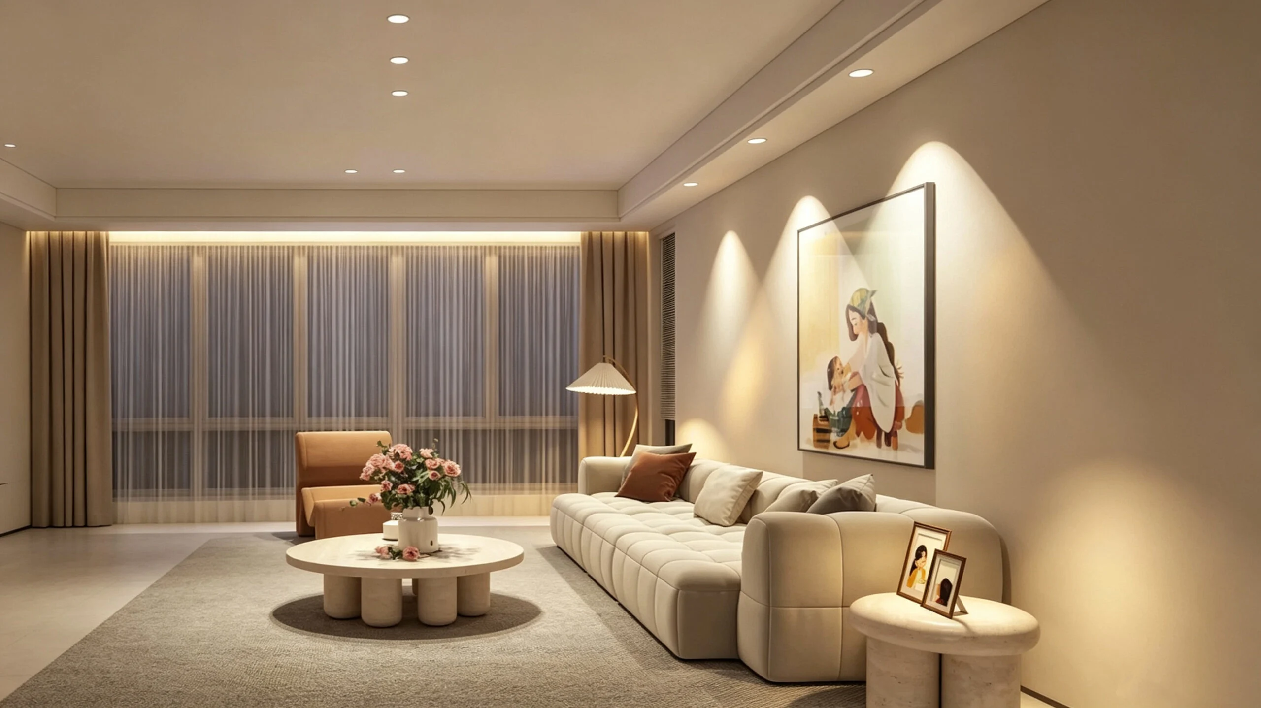 DURALUX LED Down Light installed in a hotel corridor ceiling providing focused warm white illumination