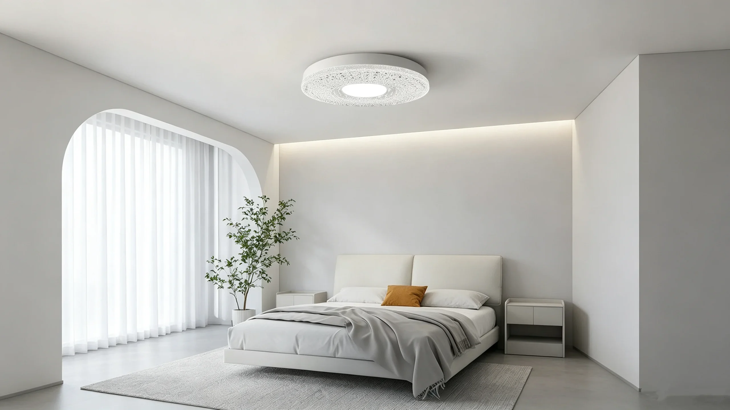 Acrylic LED Ceiling Light installed in modern living room ceiling